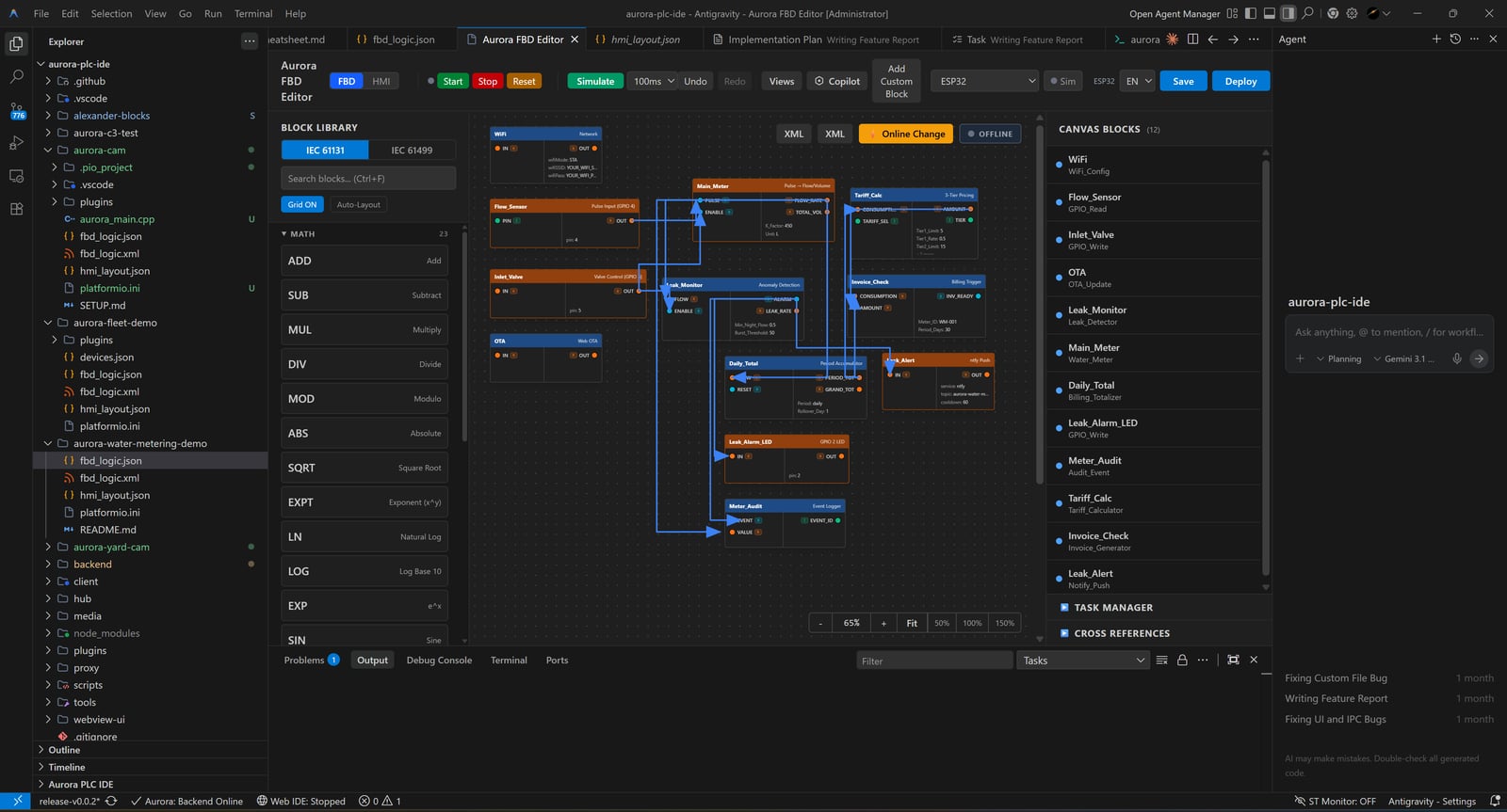 Aurora PLC IDE — FBD Editor