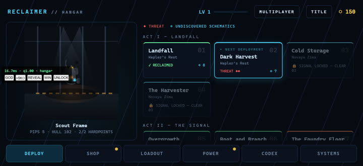 RECLAIMER — hangar deploy screen