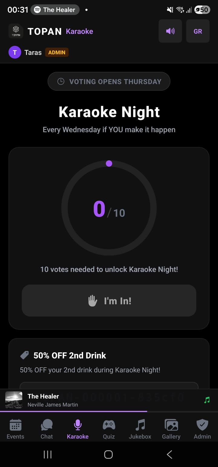 Topan Bar — Karaoke voting